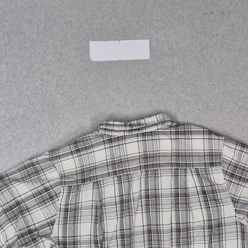 The North Face Men Button Up Shirt M White Plaid Western Short Sleeve READ